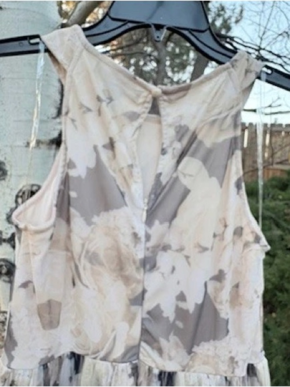 NWOT Tulle Evening Dress Beige/Taupe/sepia Floral Print Sequins Detail, sz PS - Picture 2 of 16